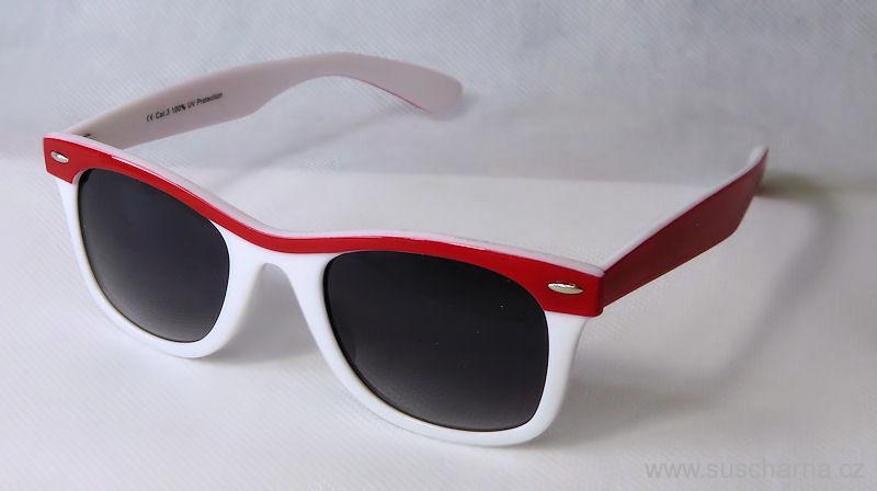Sluneční brýle styl Wayfarer bílo/červené